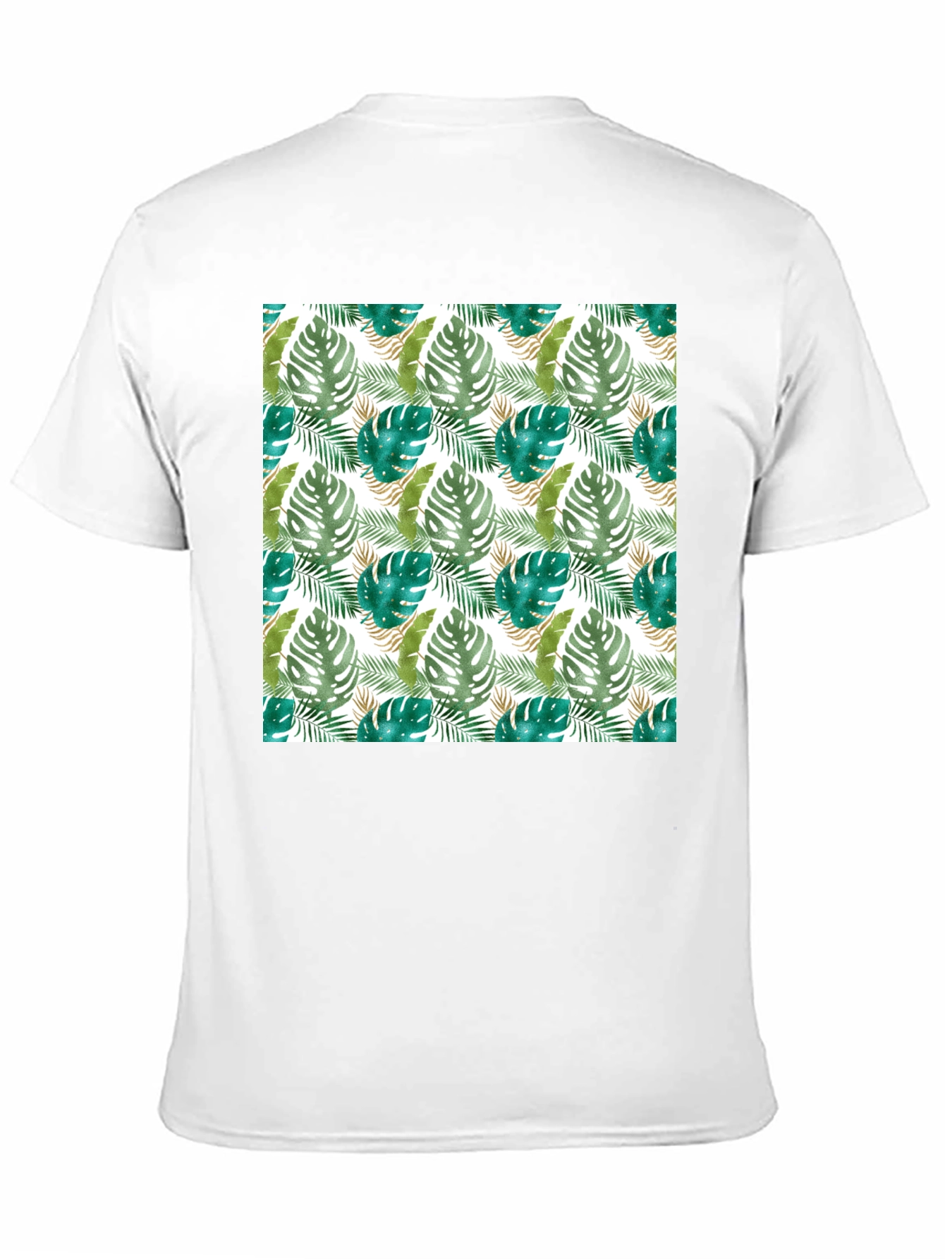 Tropical Leaf Print Black T-Shirt