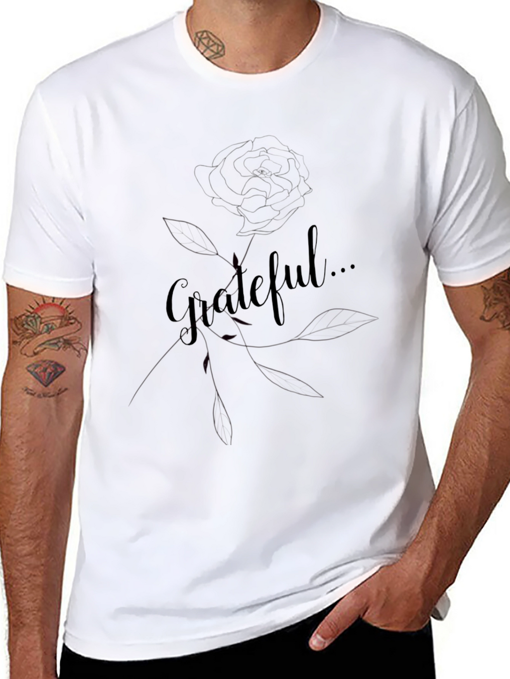 Grateful Rose Graphic Tee - Black Casual Shirt
