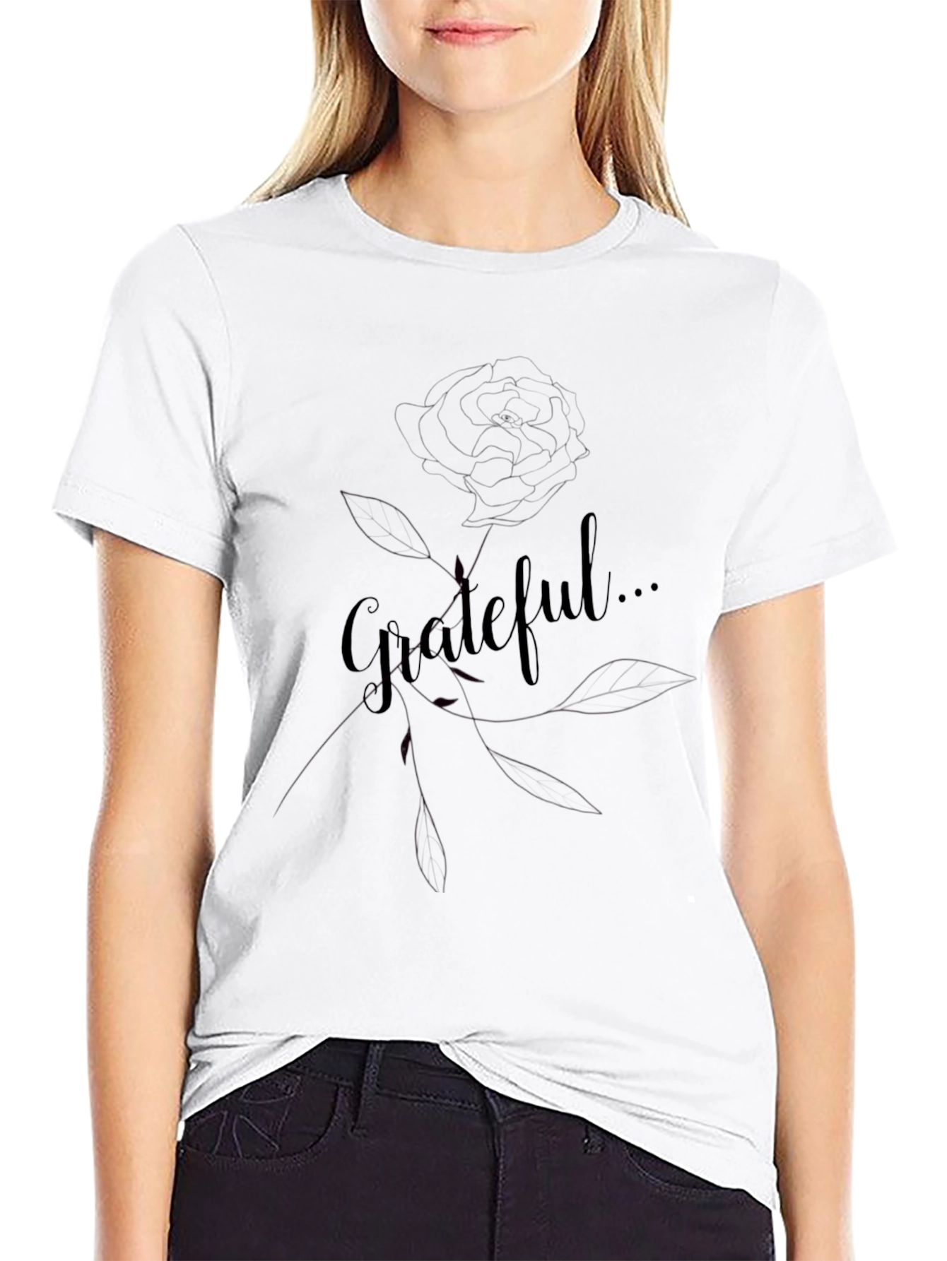 Grateful Rose Graphic Tee - Black Casual Shirt