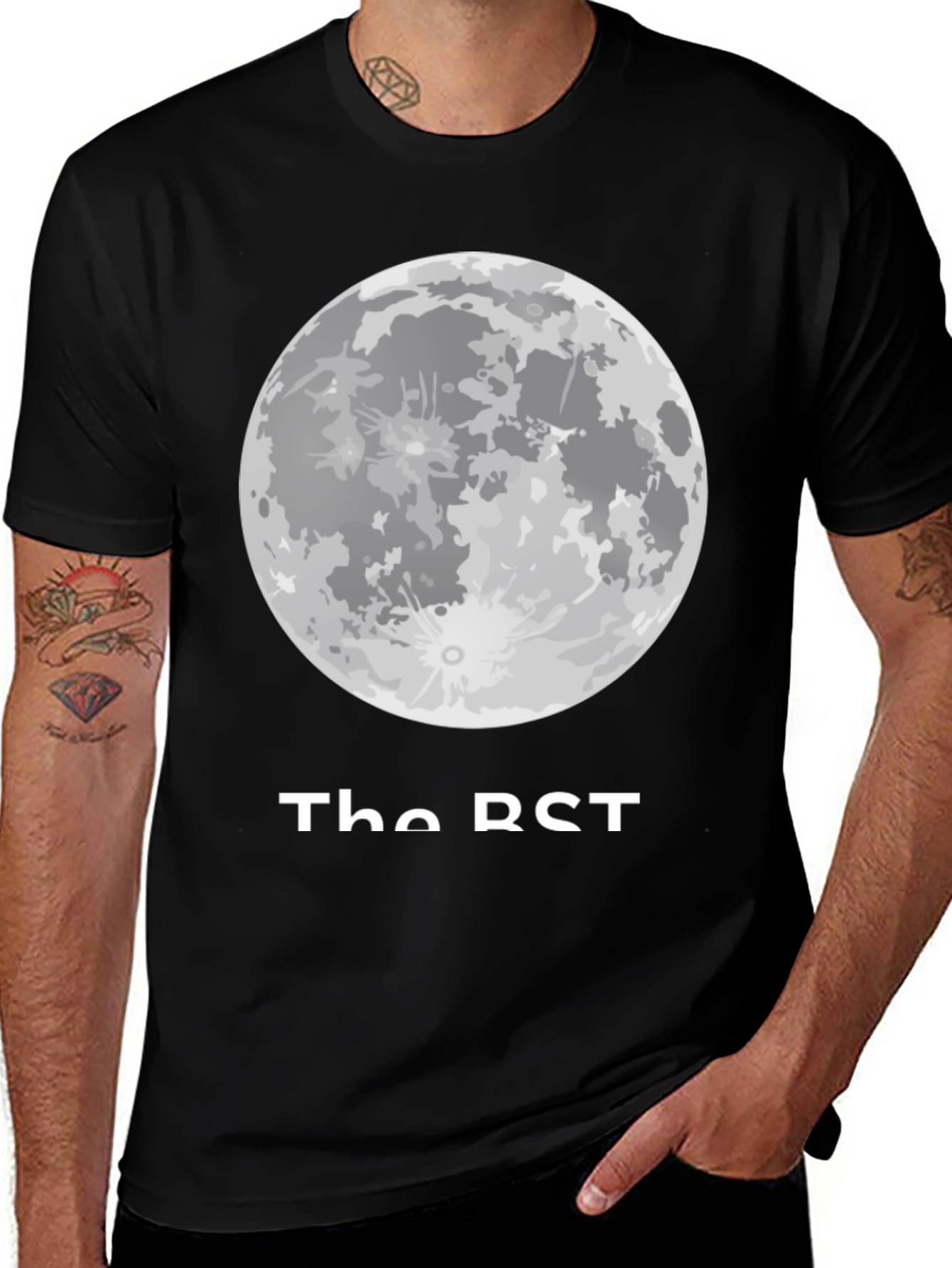 Moon Phase Graphic Tee - Casual Black T-Shirt