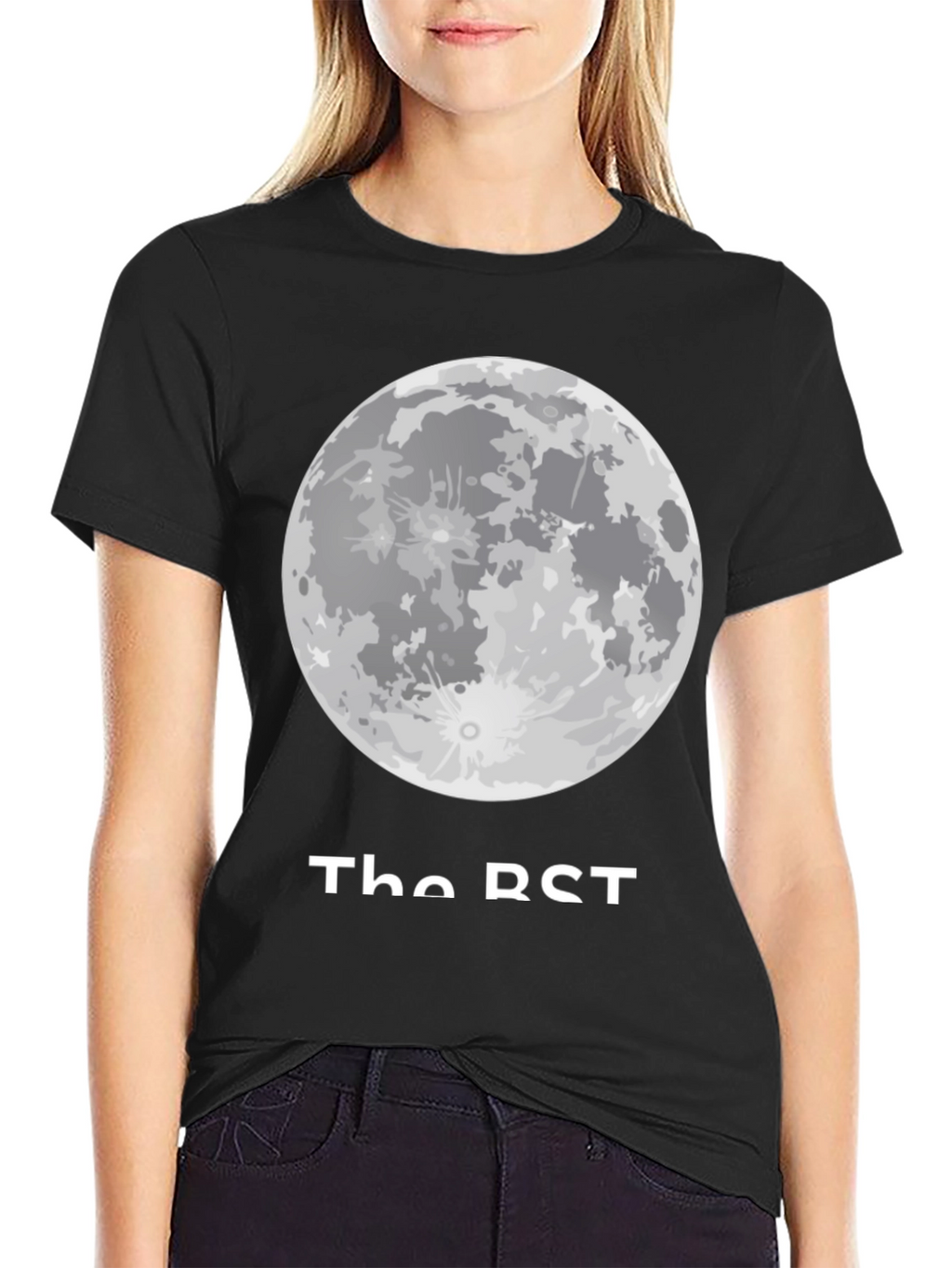 Moon Phase Graphic Tee - Casual Black T-Shirt