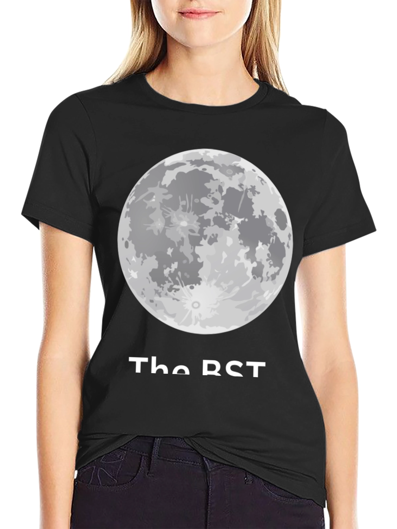 Moon Phase Graphic Tee - Casual Black T-Shirt