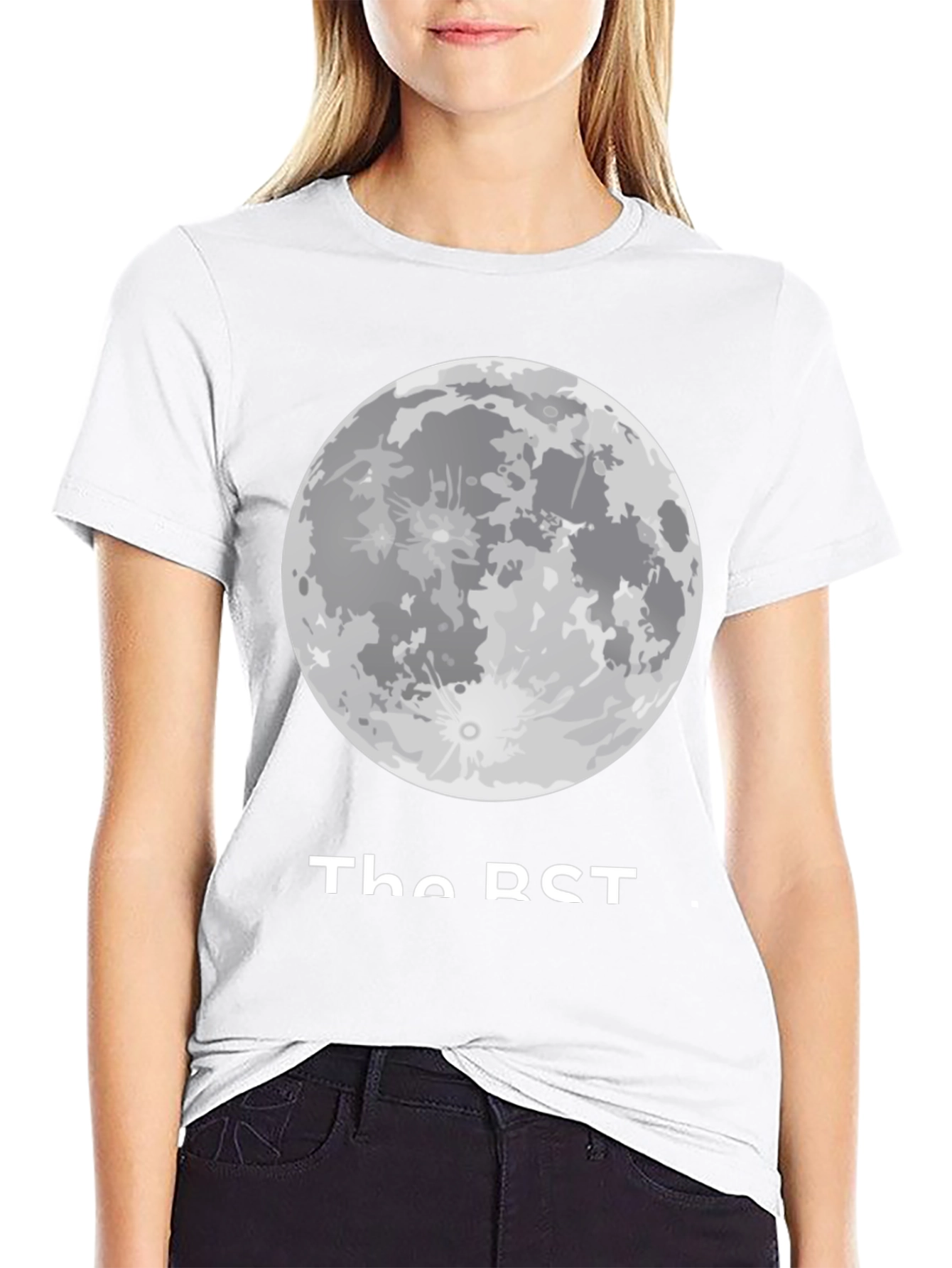 Moon Phase Graphic Tee - Casual Black T-Shirt