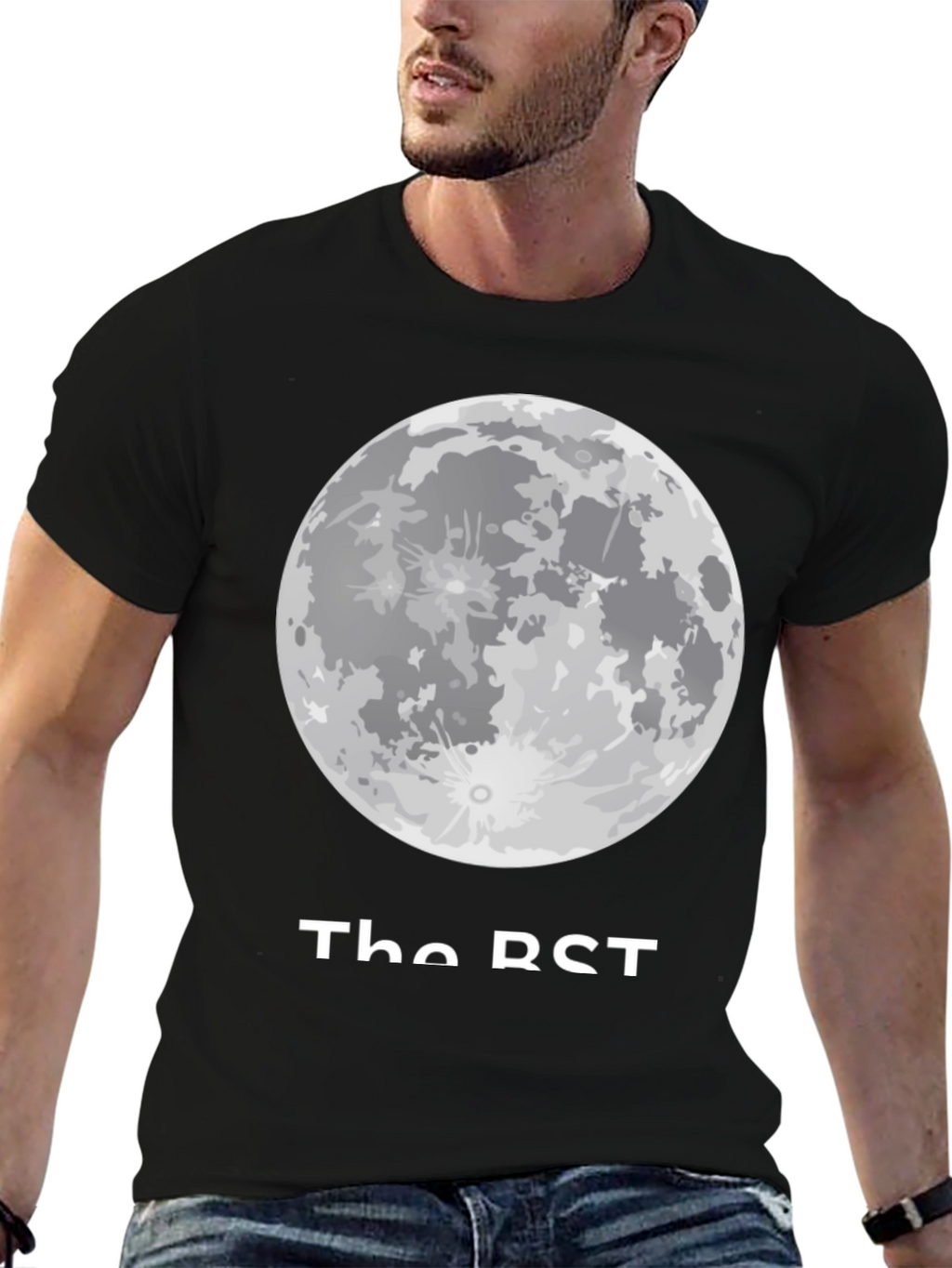 Moon Phase Graphic Tee - Casual Black T-Shirt