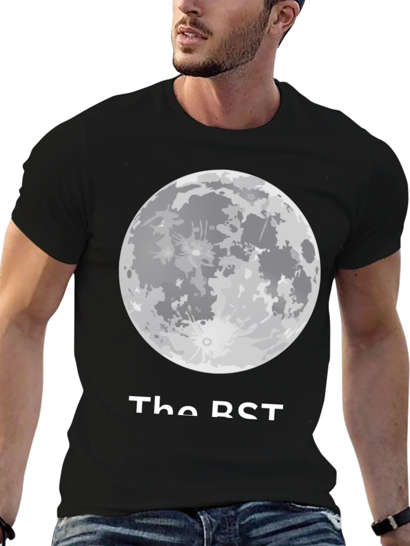 Moon Phase Graphic Tee - Casual Black T-Shirt