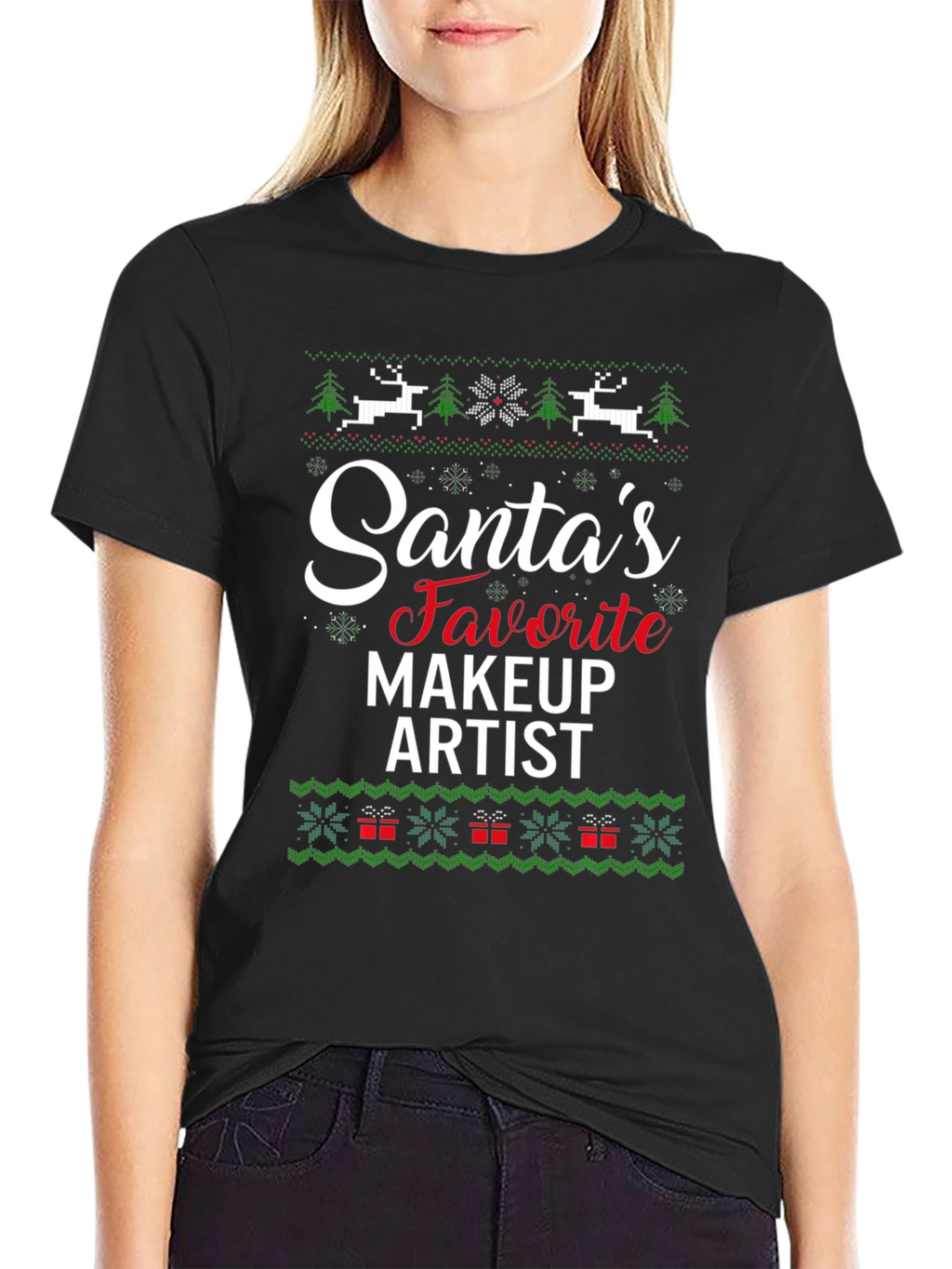 Santas Favorite Makeup Artist Ugly Christmas T-Shirt