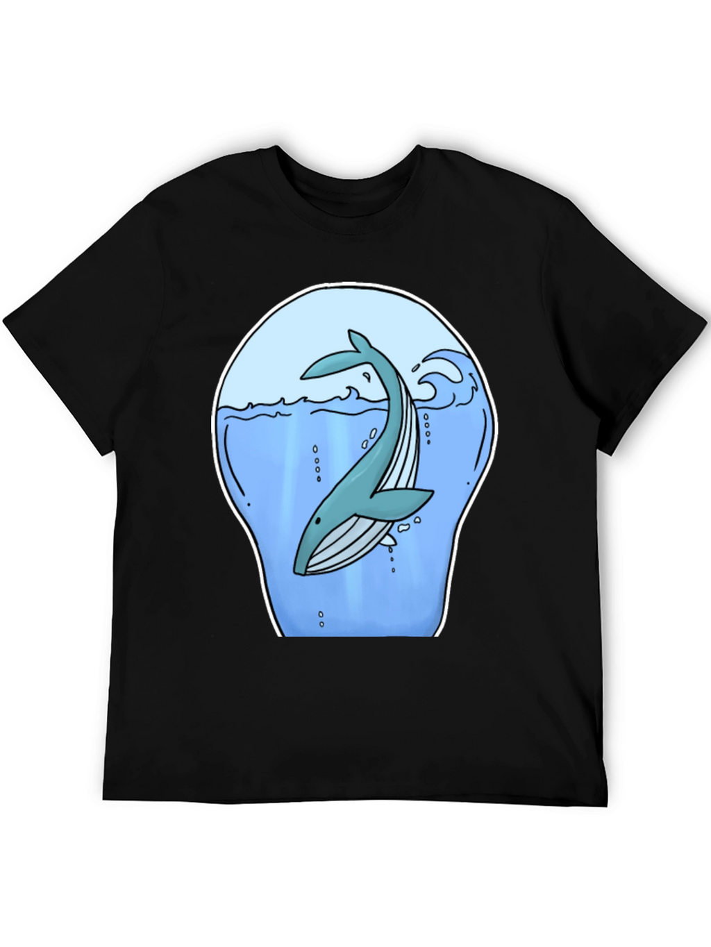 Whale Graphic Print Black T-Shirt
