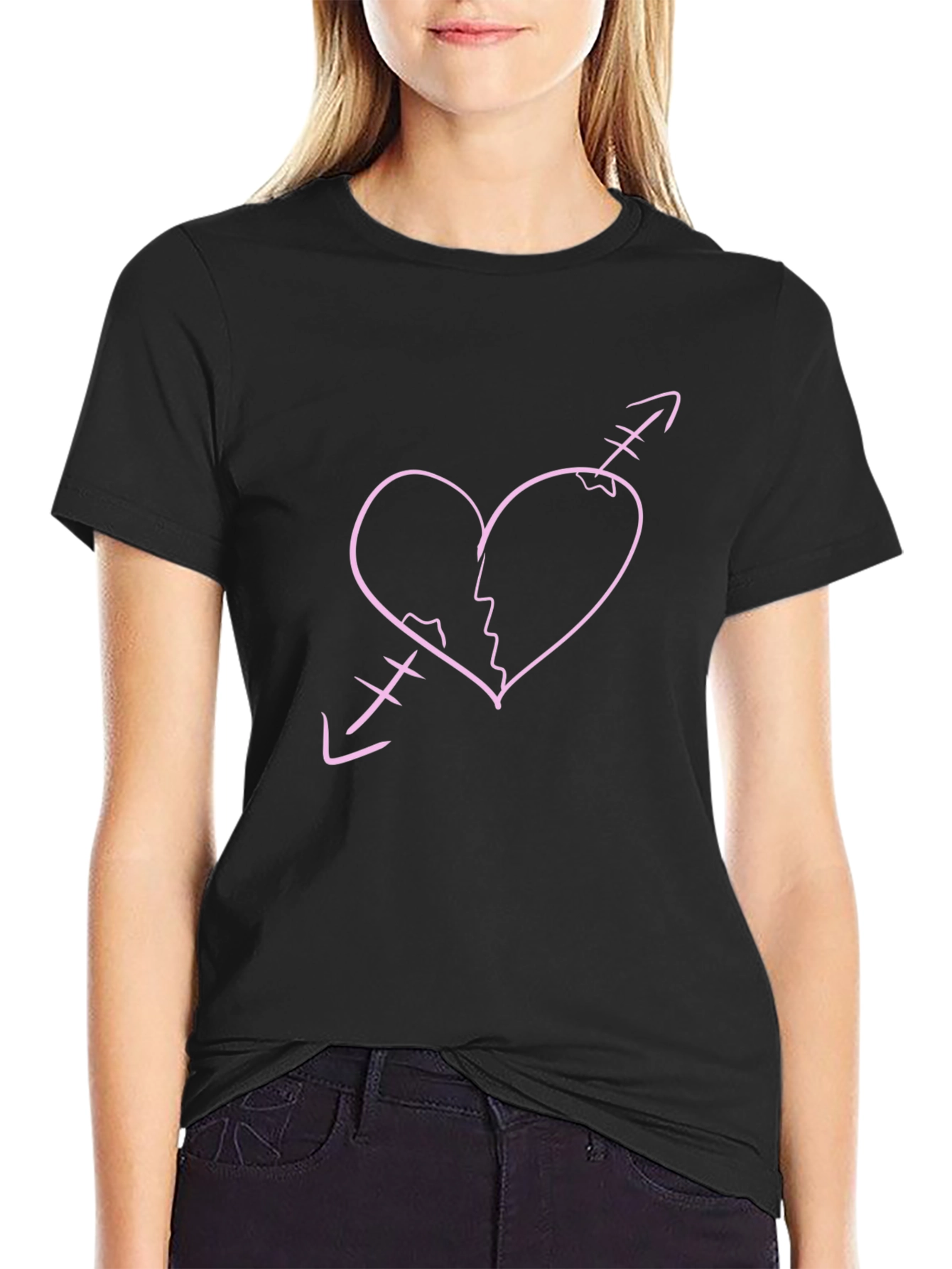 Broken Heart Arrow Graphic Tee - Black