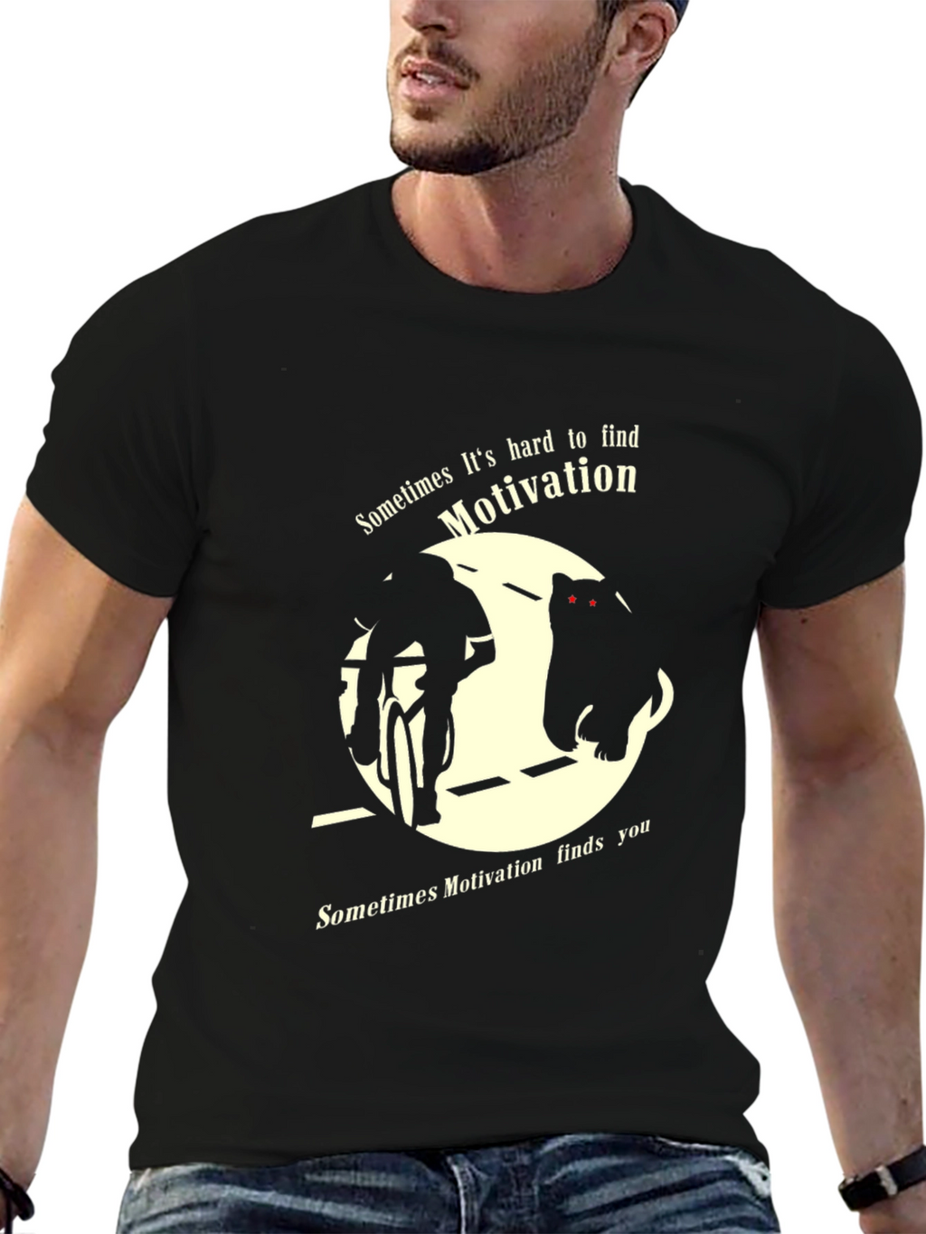 Motivational Cyclist Bear Graphic T-Shirt