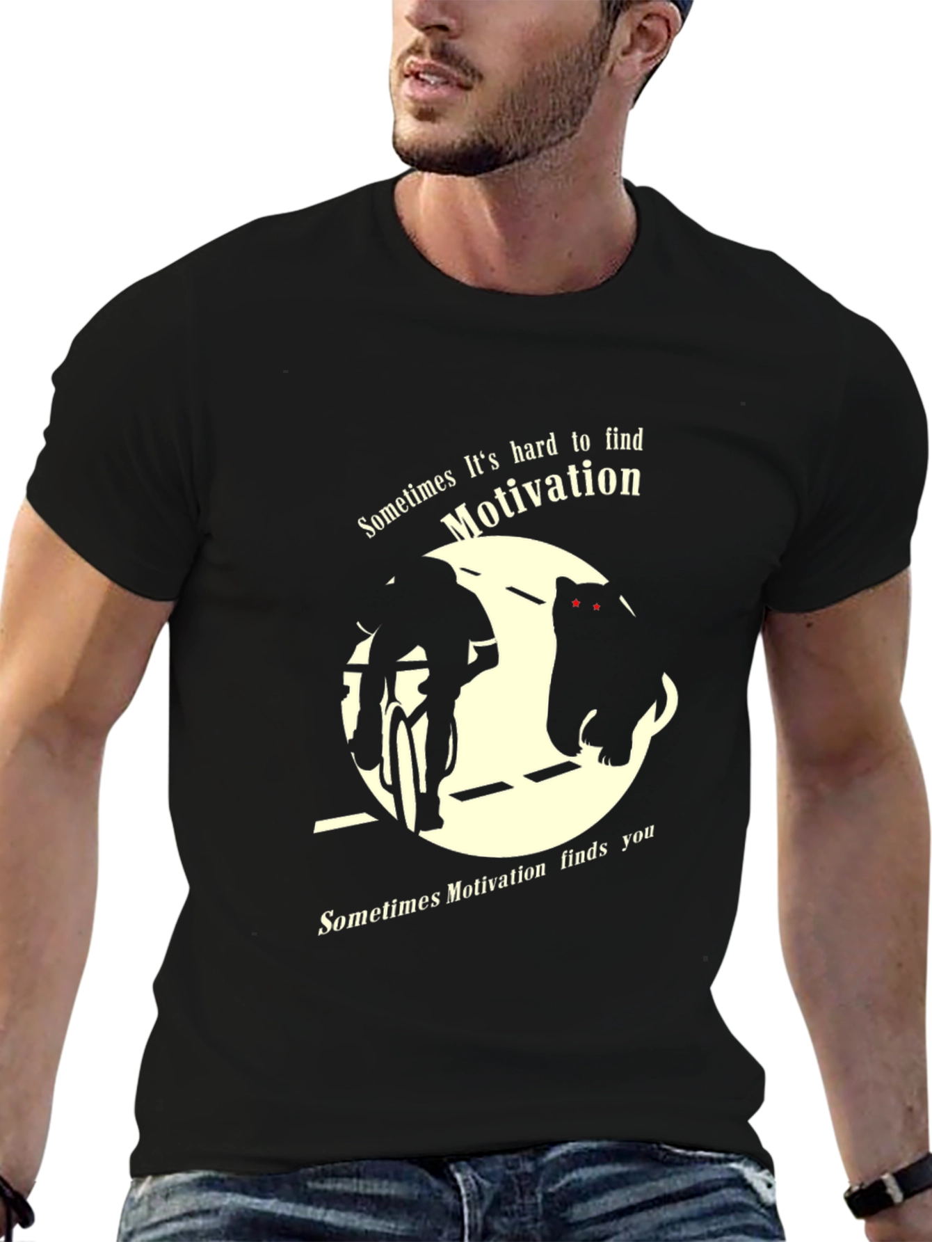Motivational Cyclist Bear Graphic T-Shirt