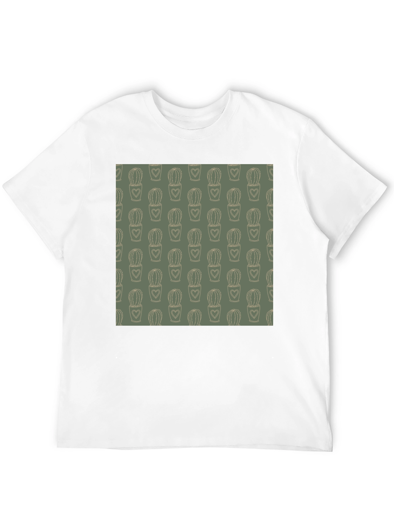 Trendy Cactus Heart Tee - Black Cotton Comfort