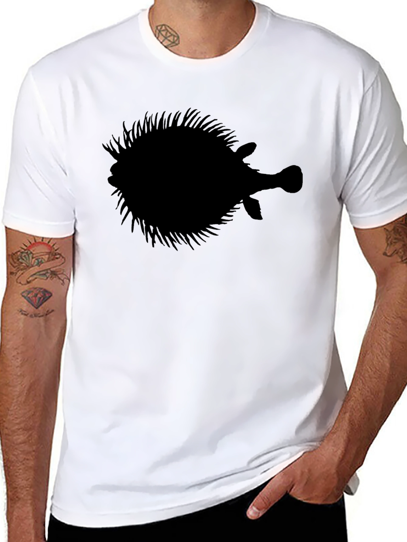 Pufferfish Silhouette Graphic T-Shirt