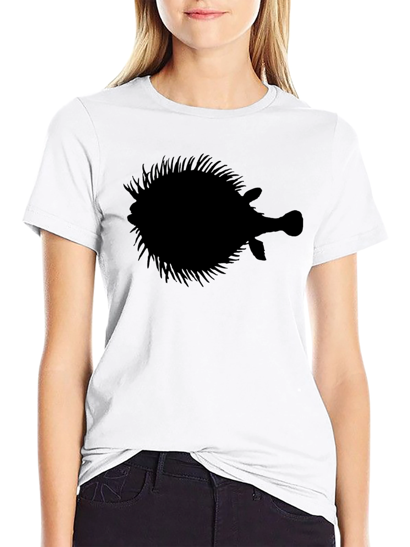 Pufferfish Silhouette Graphic T-Shirt
