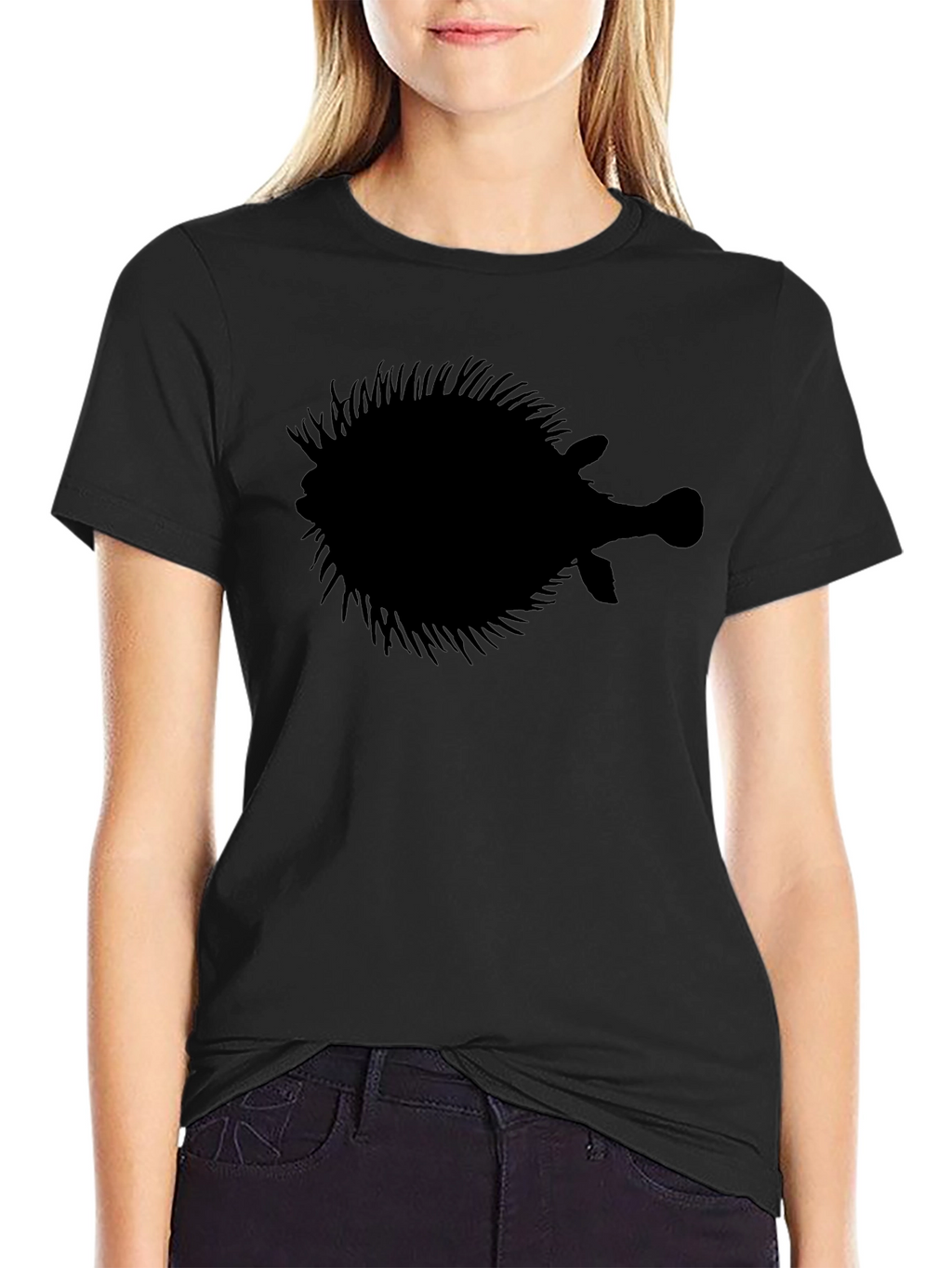 Pufferfish Silhouette Graphic T-Shirt