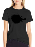 Pufferfish Silhouette Graphic T-Shirt