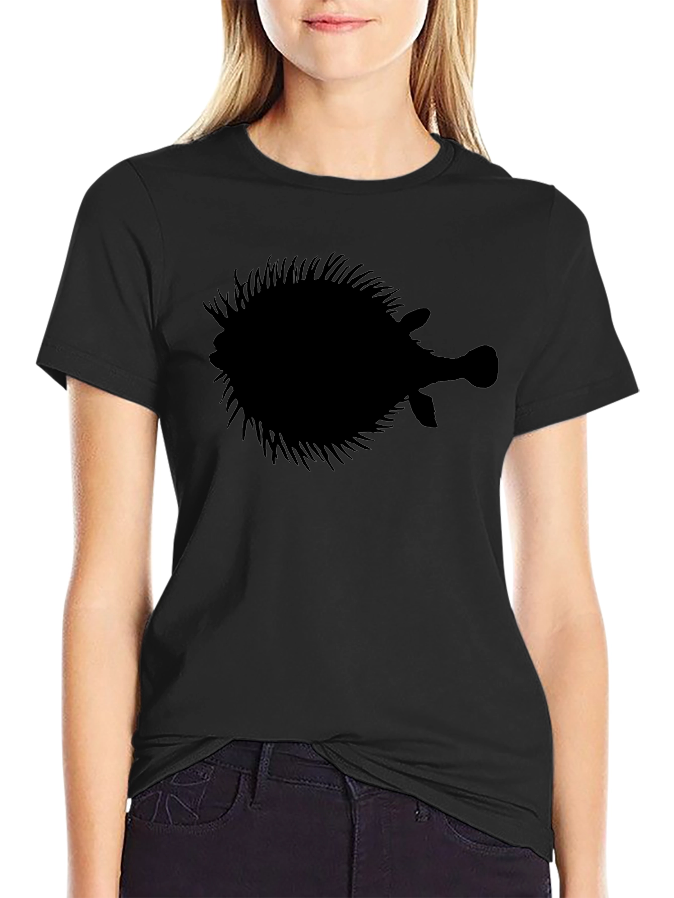 Pufferfish Silhouette Graphic T-Shirt