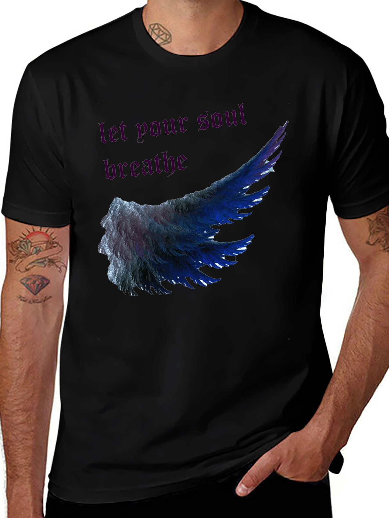 Soul Breathe Wing Graphic Tee - Mens Black T-Shirt