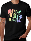 Horse Riding Mama Graphic Tee - Black