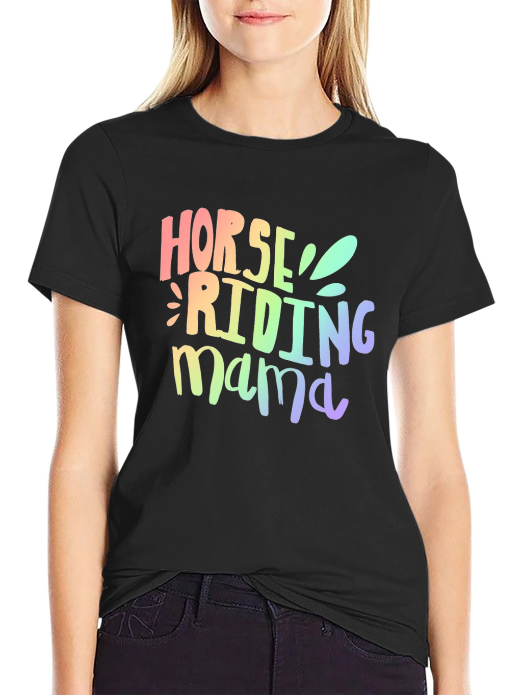 Horse Riding Mama Graphic Tee - Black