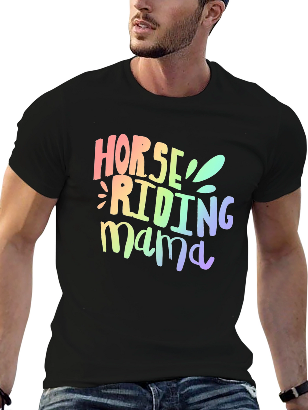 Horse Riding Mama Graphic Tee - Black