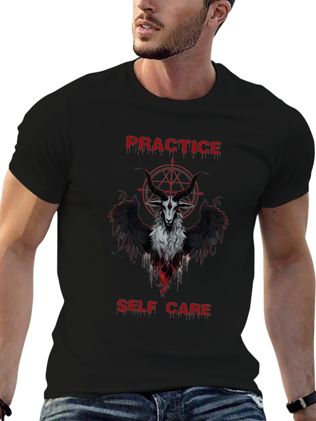 Practice Self Care Baphomet Graphic T-Shirt