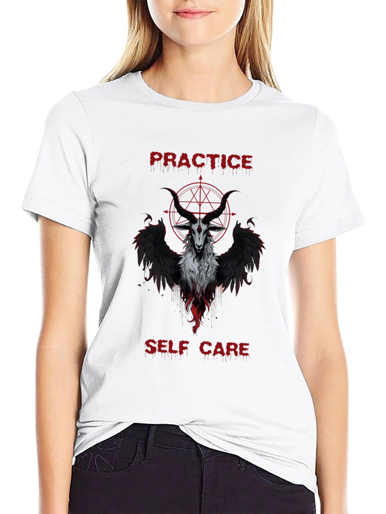Practice Self Care Baphomet Graphic T-Shirt