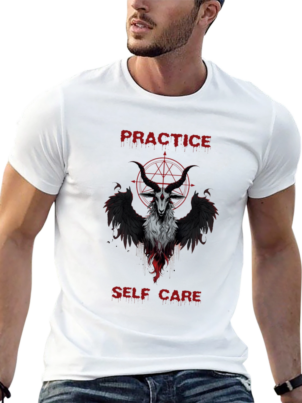Practice Self Care Baphomet Graphic T-Shirt
