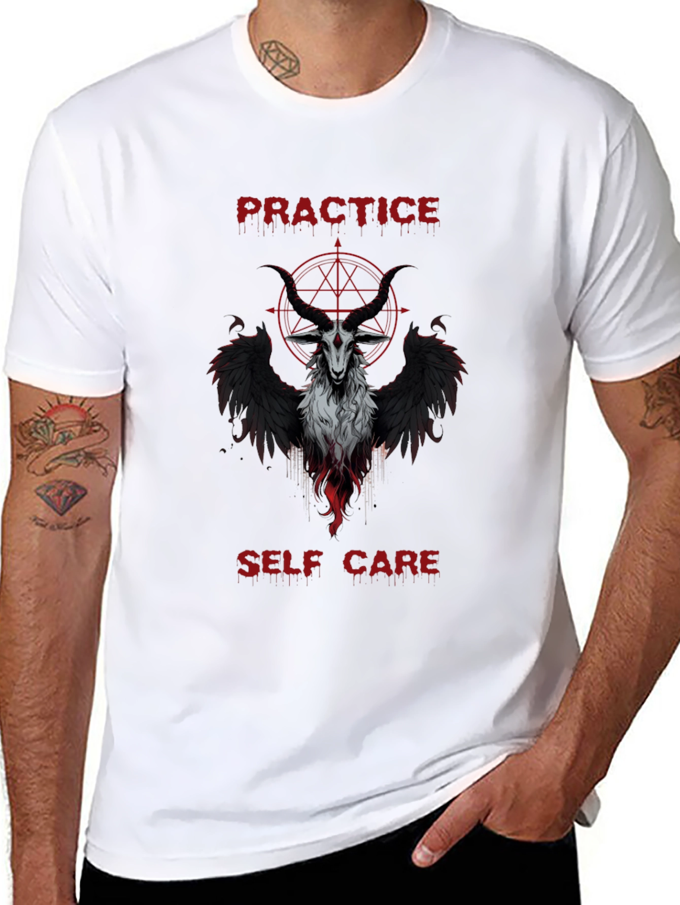 Practice Self Care Baphomet Graphic T-Shirt