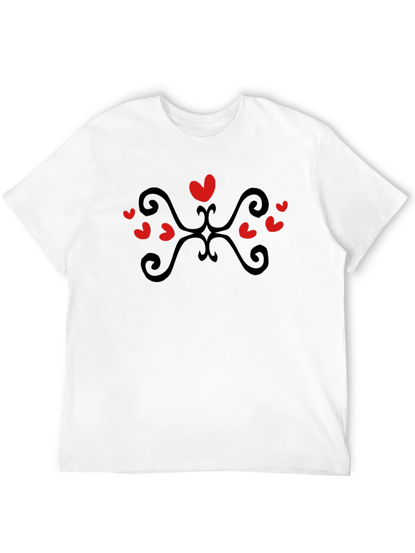 Heart Scroll Black Tee - Stylish Casual Wear