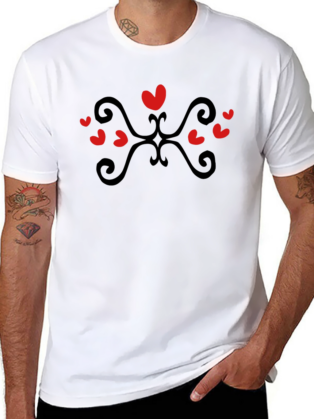 Heart Scroll Black Tee - Stylish Casual Wear