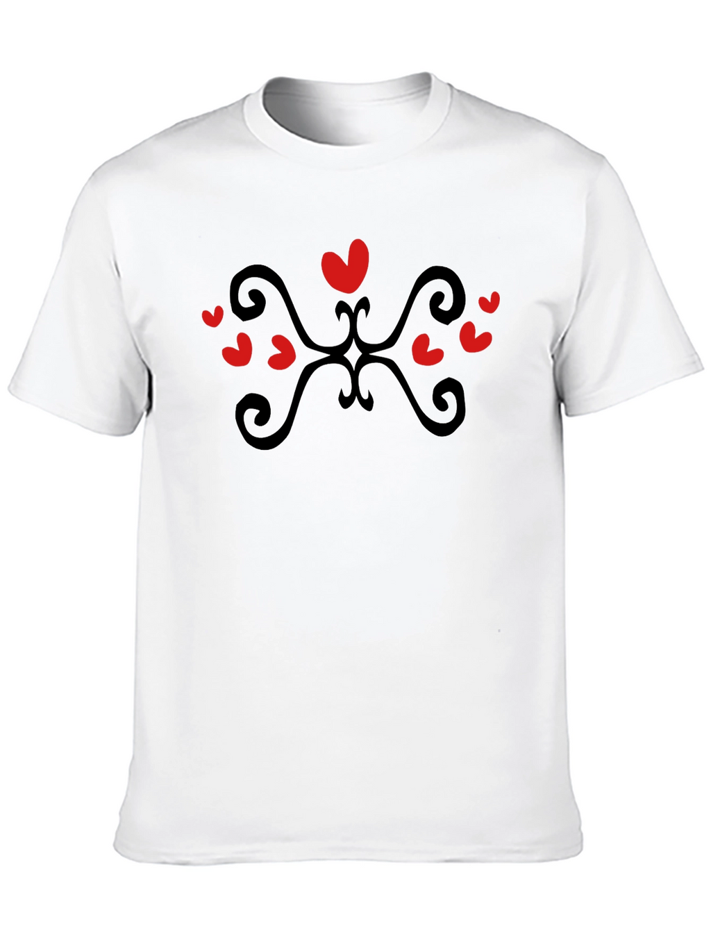 Heart Scroll Black Tee - Stylish Casual Wear