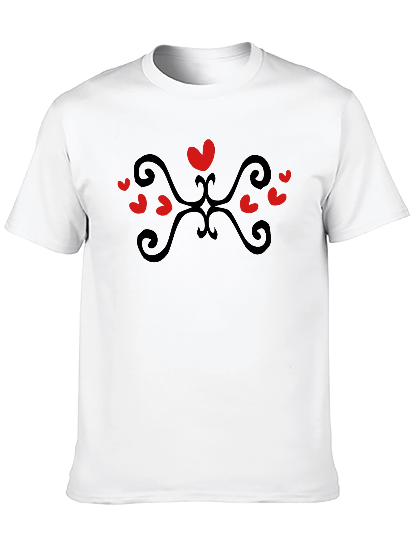 Heart Scroll Black Tee - Stylish Casual Wear