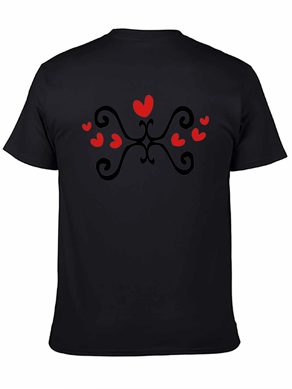 Heart Scroll Black Tee - Stylish Casual Wear