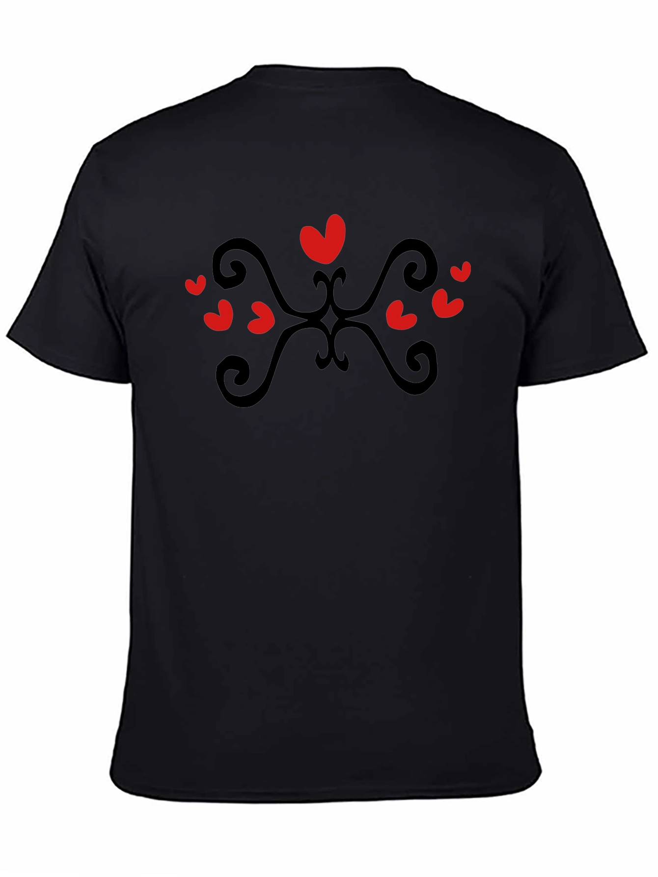 Heart Scroll Black Tee - Stylish Casual Wear