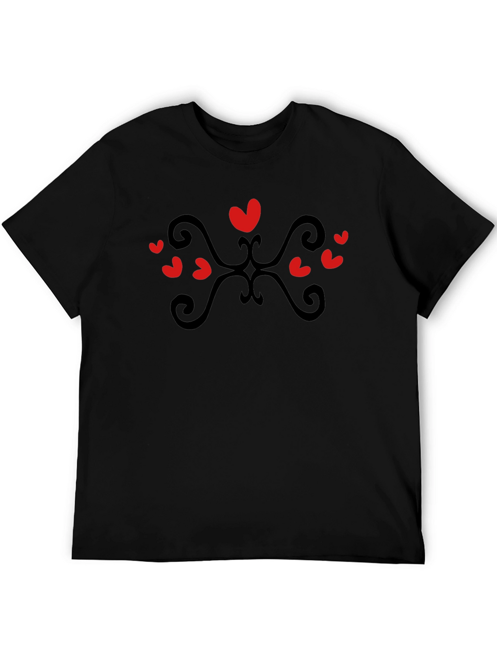 Heart Scroll Black Tee - Stylish Casual Wear