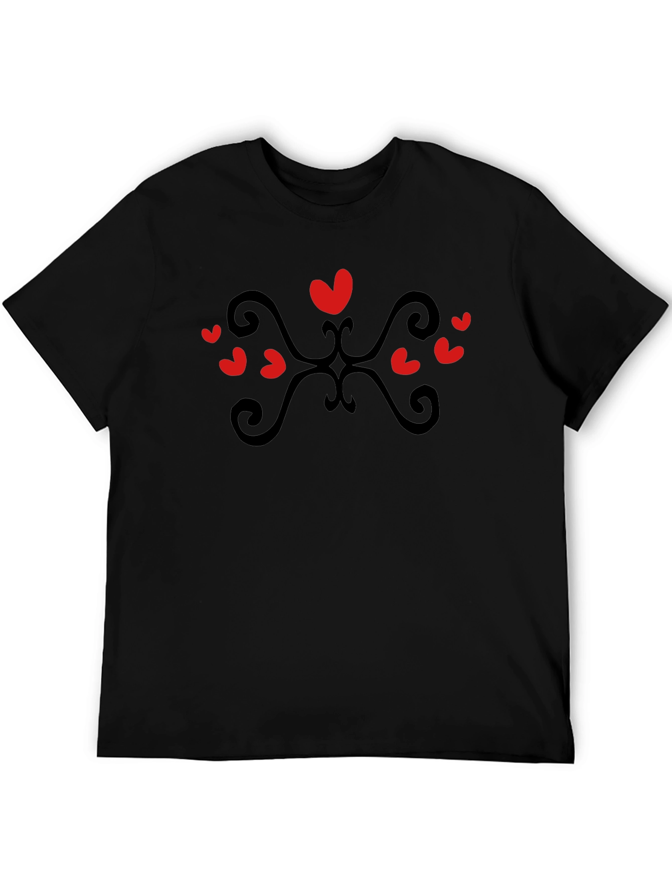 Heart Scroll Black Tee - Stylish Casual Wear