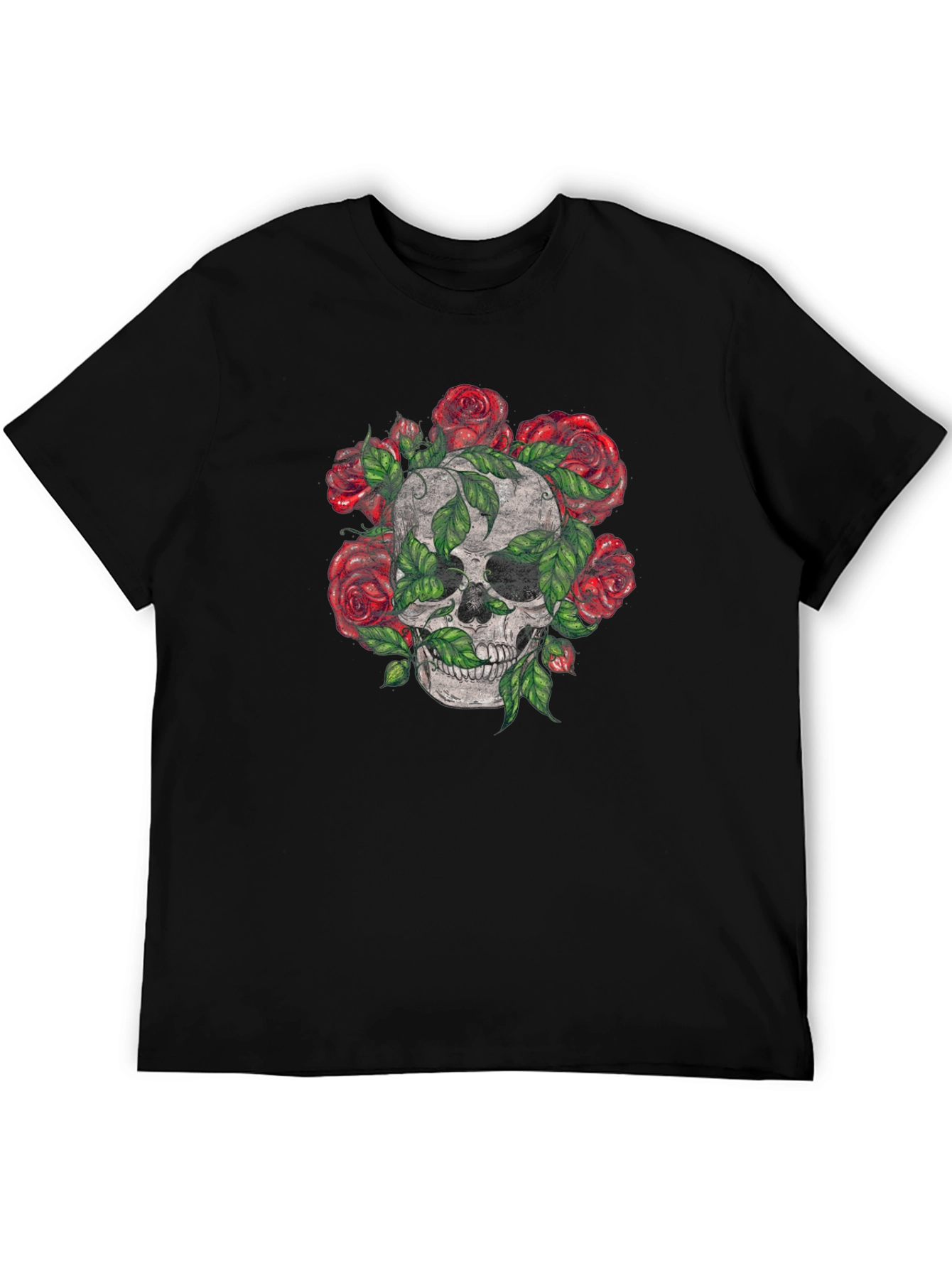 Skull & Roses Graphic Tee - Mens Black T-Shirt