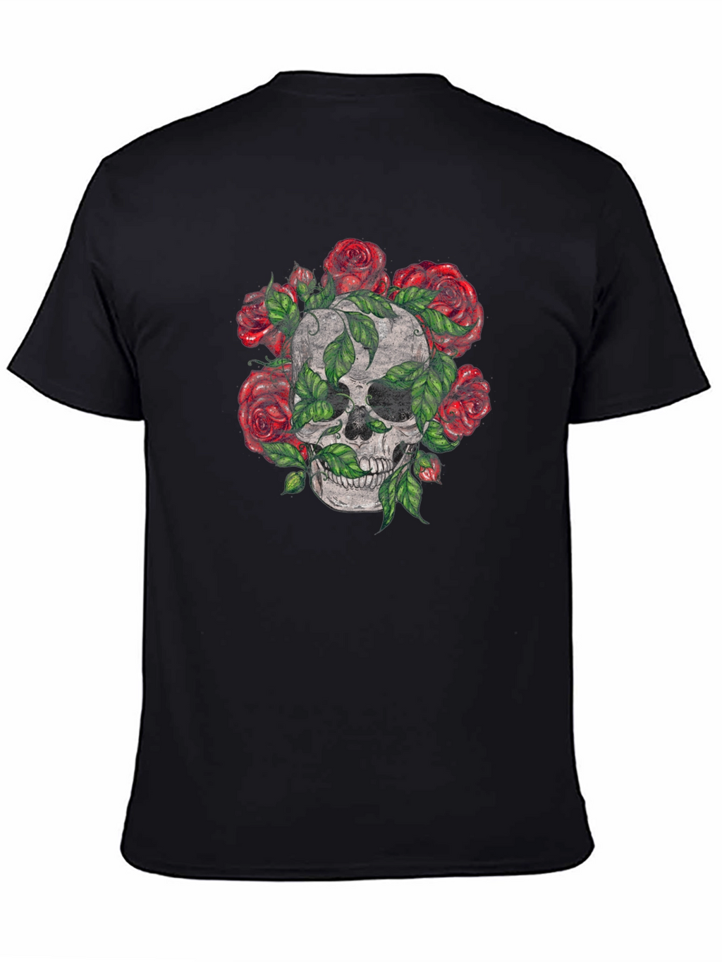 Skull & Roses Graphic Tee - Mens Black T-Shirt