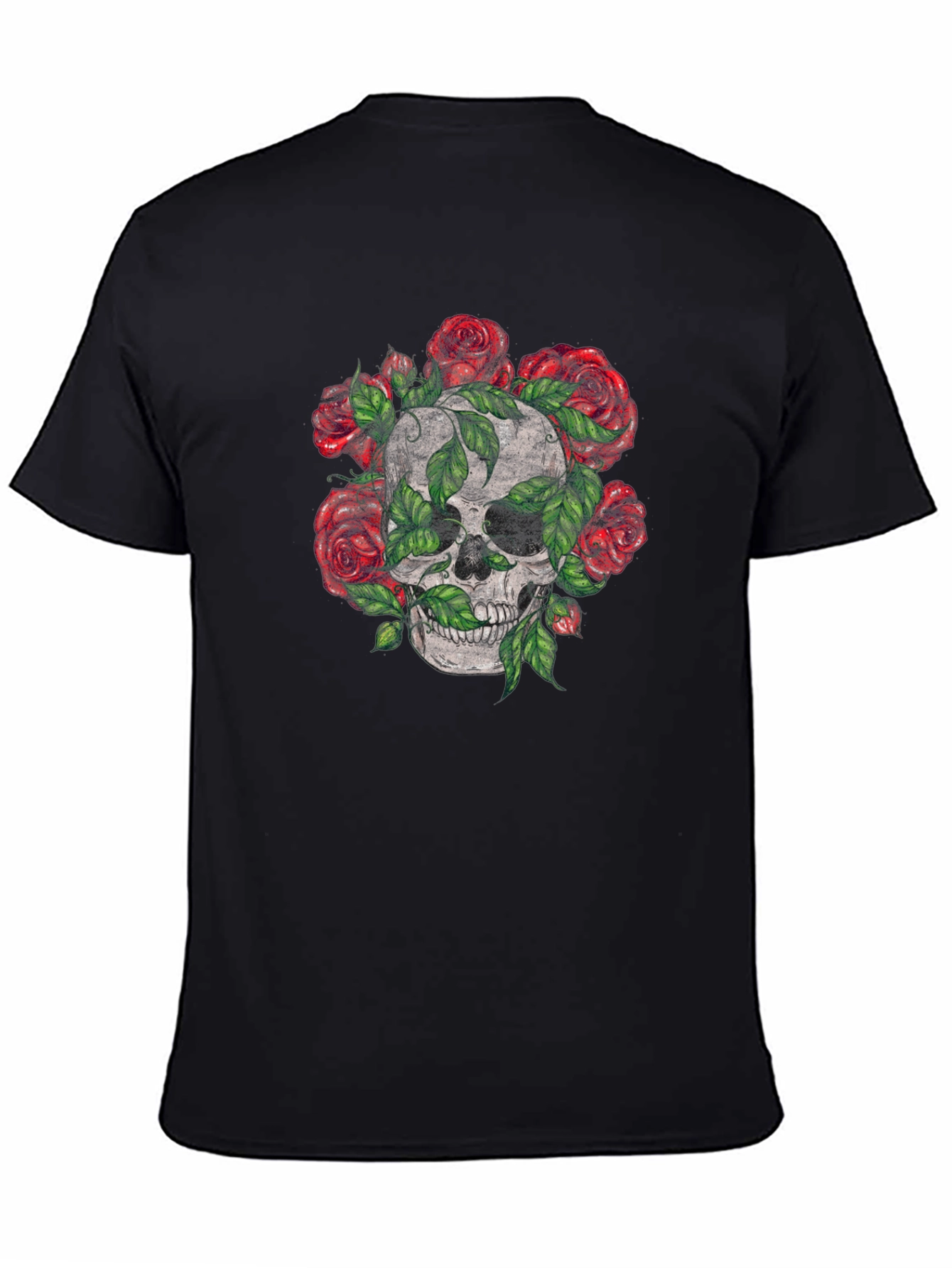 Skull & Roses Graphic Tee - Mens Black T-Shirt