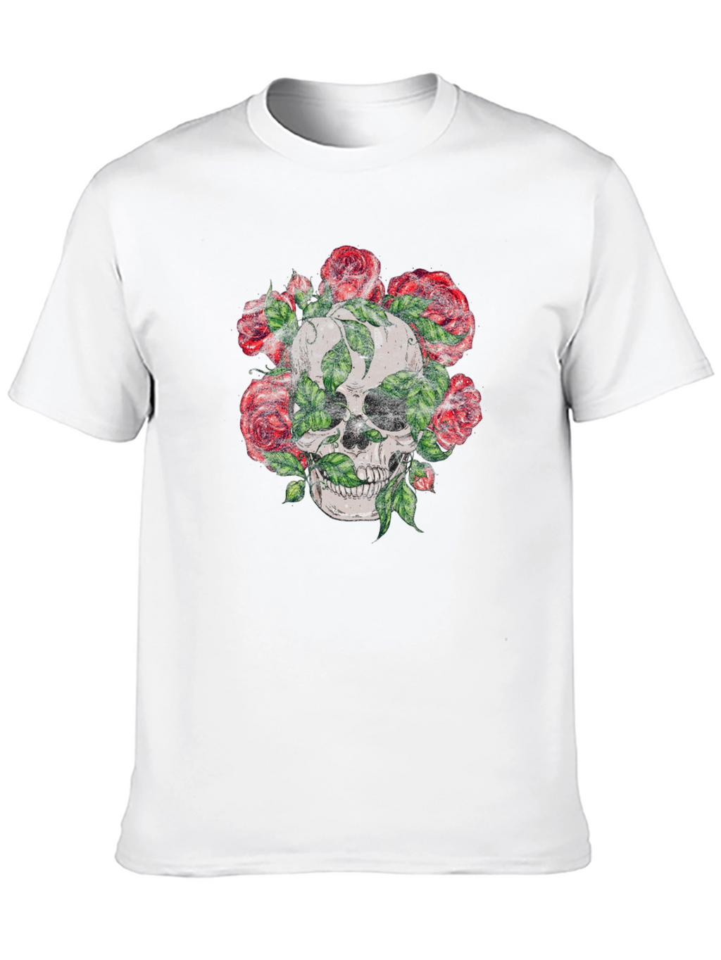 Skull & Roses Graphic Tee - Mens Black T-Shirt