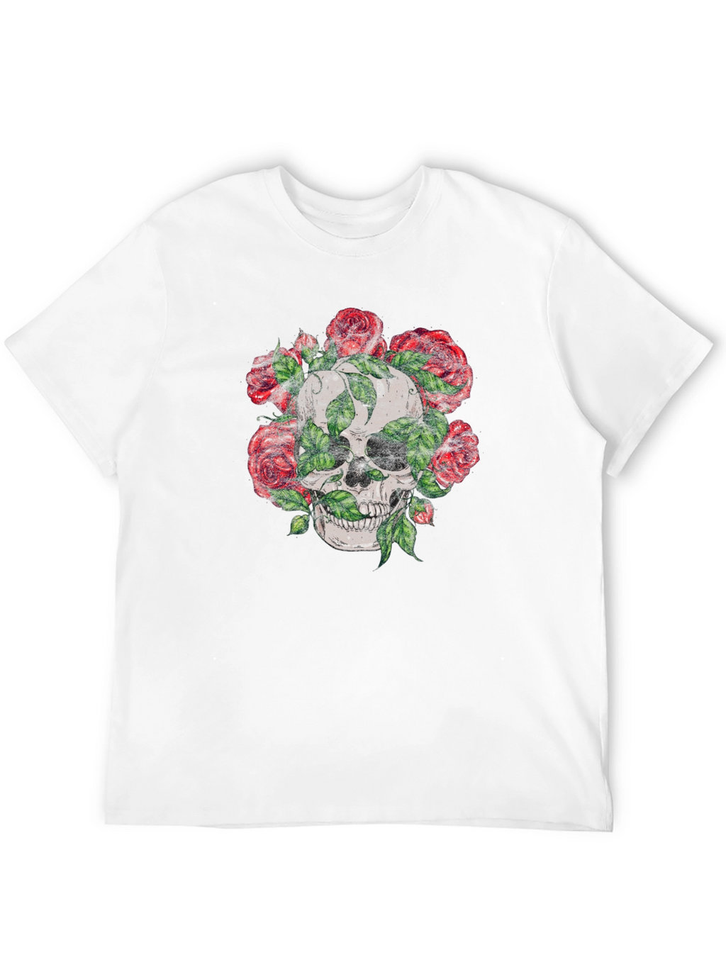 Skull & Roses Graphic Tee - Mens Black T-Shirt