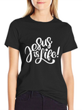 Jesus Is Life Black Graphic Tee Christian Faith Shirt