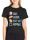 Eat Sleep Buy NFT Repeat Black Graphic Tee