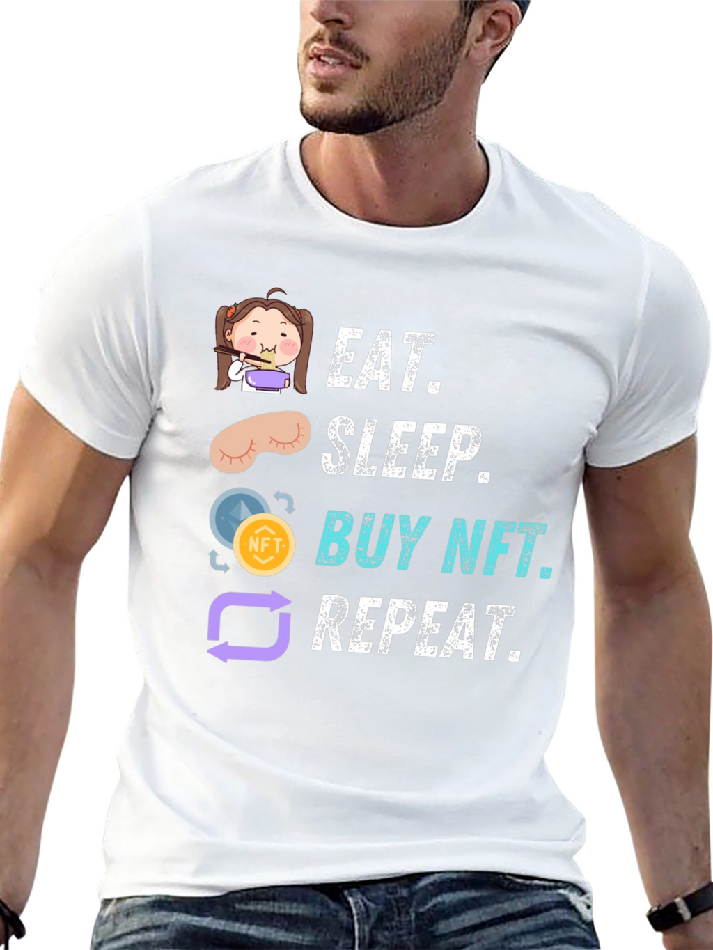Eat Sleep Buy NFT Repeat Black Graphic Tee