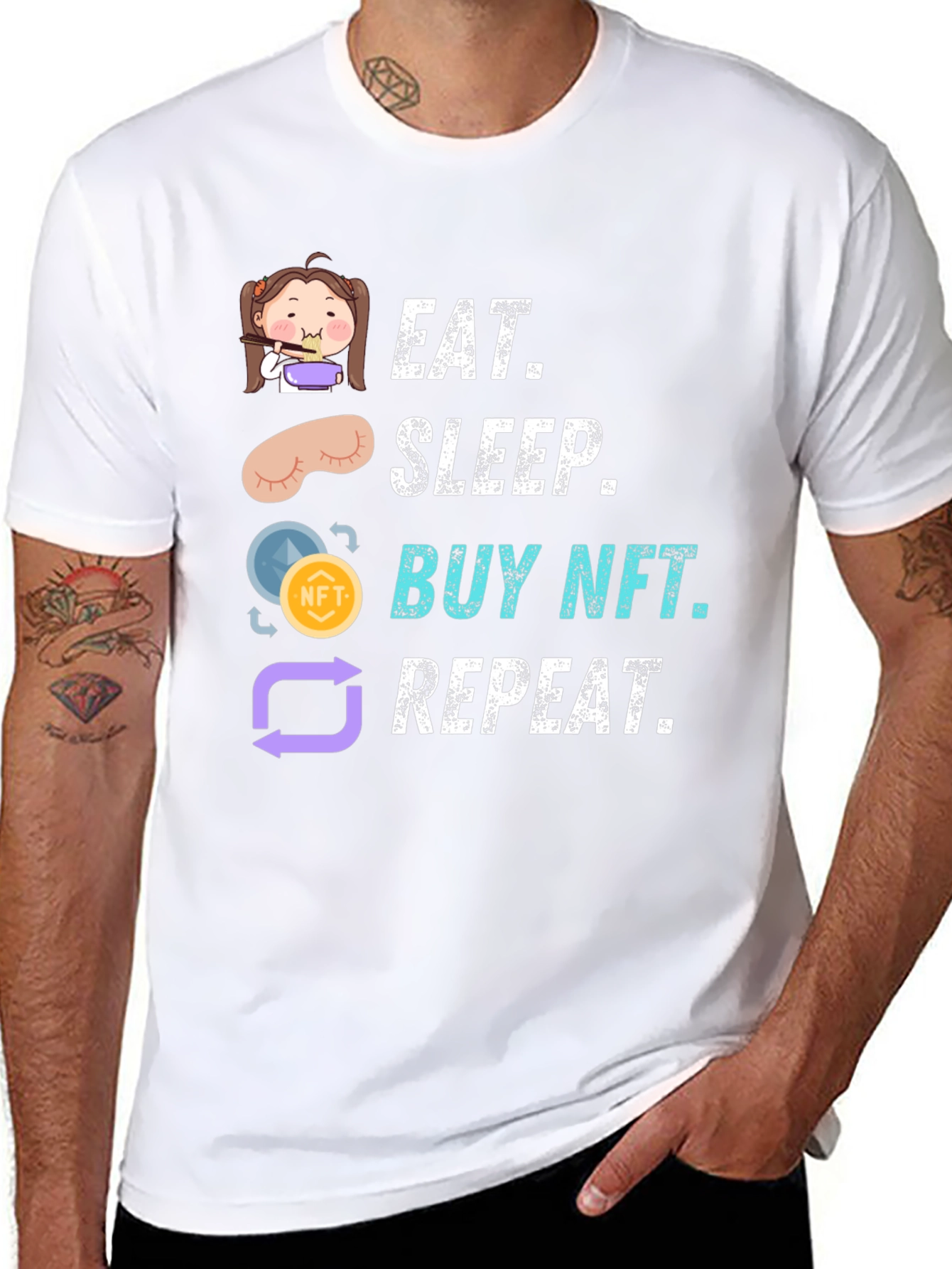 Eat Sleep Buy NFT Repeat Black Graphic Tee