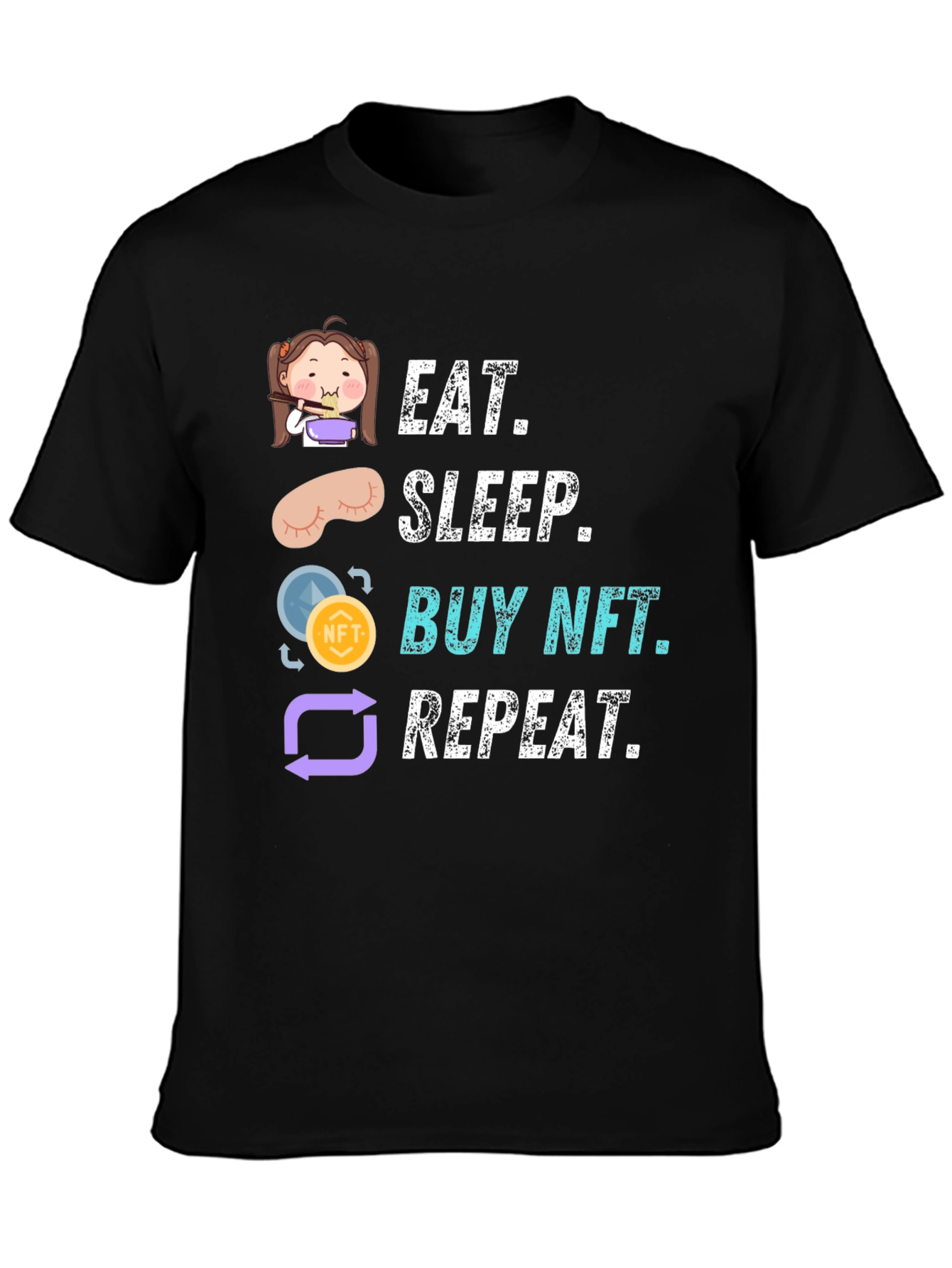 Eat Sleep Buy NFT Repeat Black Graphic Tee