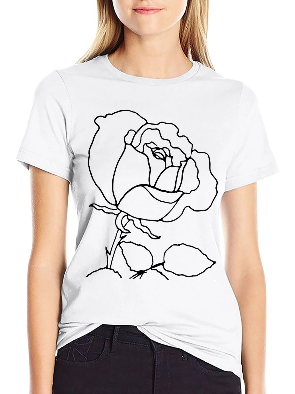 Rose Outline Graphic Print T-Shirt