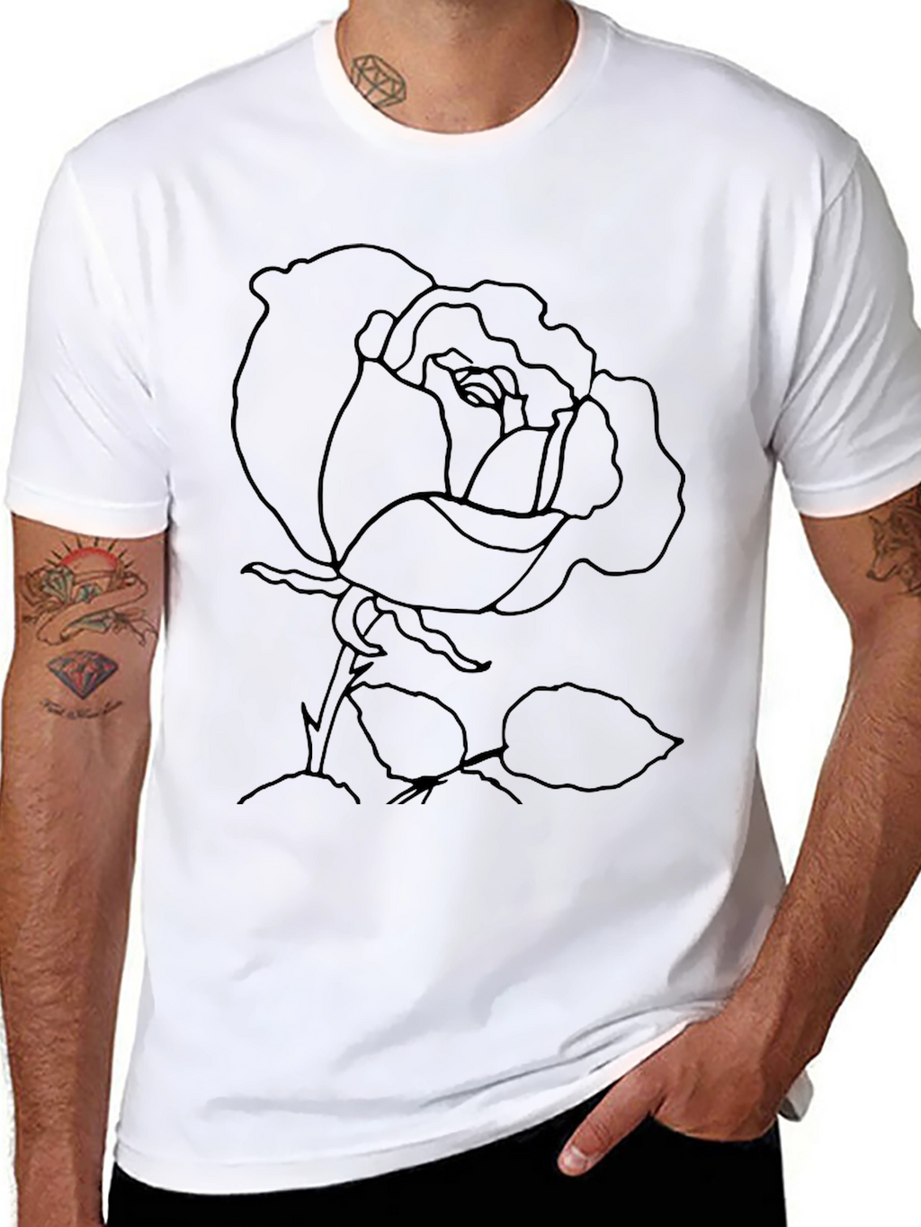 Rose Outline Graphic Print T-Shirt