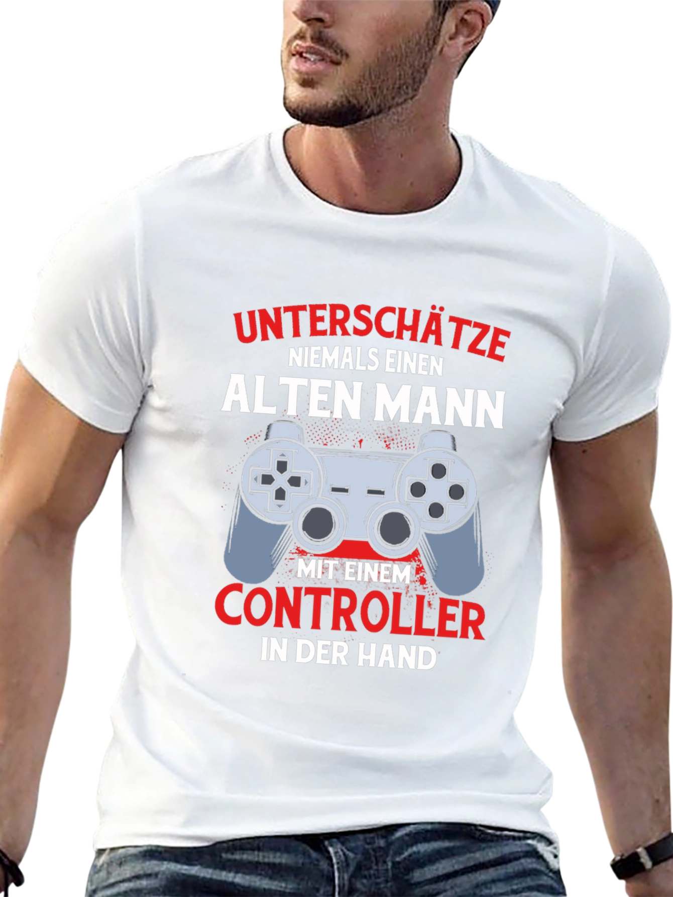 Gamer T-Shirt - Never Underestimate An Old Man With a Controller