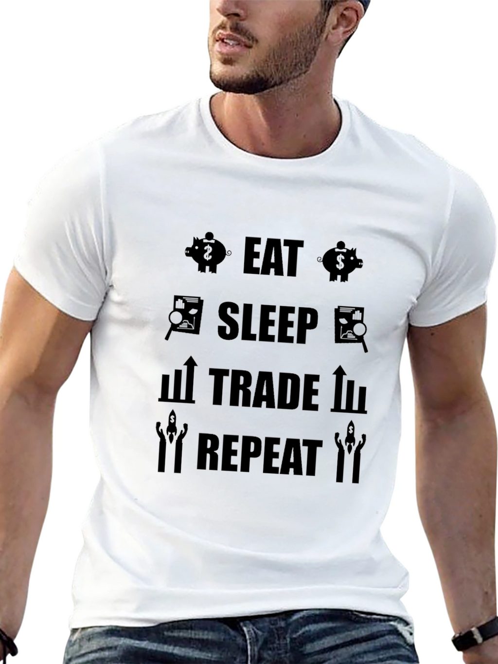 Eat Sleep Trade Repeat Graphic T-Shirt